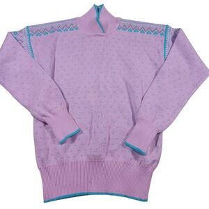Obermeyer Vintage Womens Danielle Purple Speckled Knit Mock Neck‎ Sweater Medium